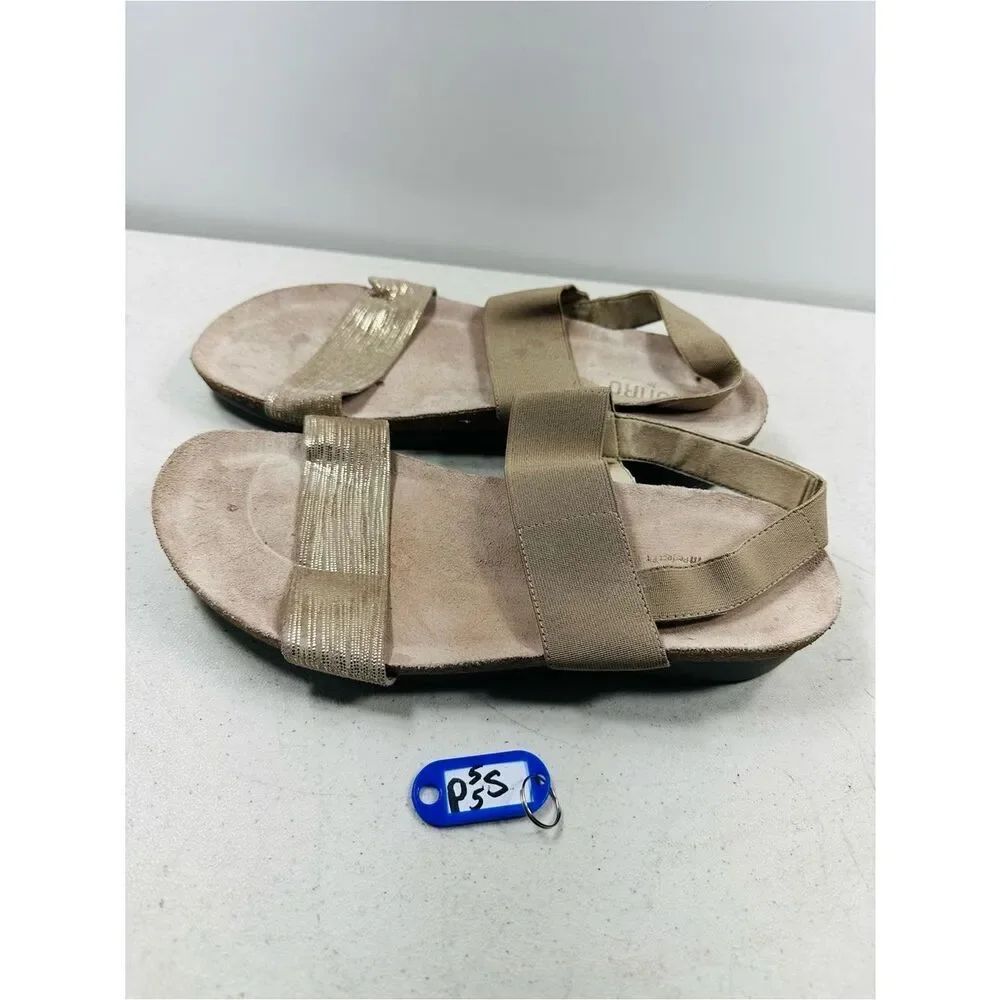 Munro American Pisces Strappy Sandals Womens 10W Casual Open Leather Gold